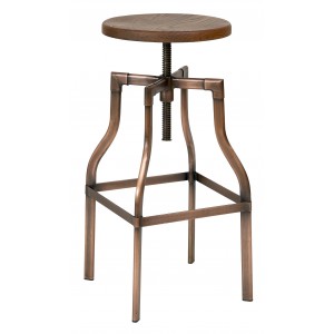 FACTORY HIGH STOOL SOLID ASH SEAT ANTIQUE STEEL FRAME COPPER<br />Please ring <b>01472 230332</b> for more details and <b>Pricing</b> 